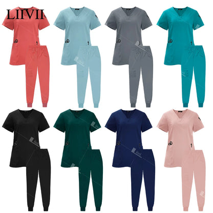 Surgical Uniforms Woman Scrub Set Medical Nurse Beauty Salon Workwear