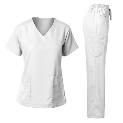 Medical Uniform Trendy Women's Scrub Set Stretch Soft Y-Neck Top Pants