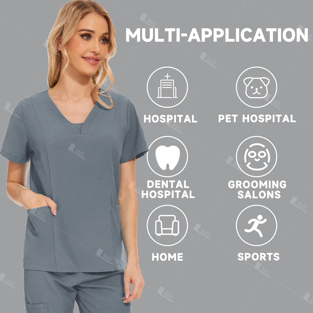 Surgical Uniforms Woman Scrub Set Medical Nurse Beauty Salon Workwear