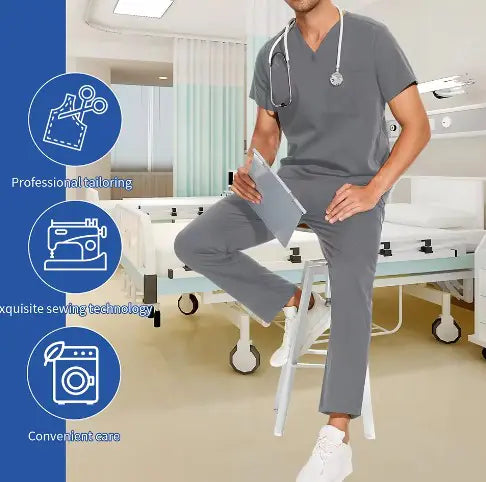 Men's V-Neck Medical Uniform Scrub Outfit